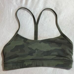 Lululemon Camo Sports Bra Green Strappy Back Size 6